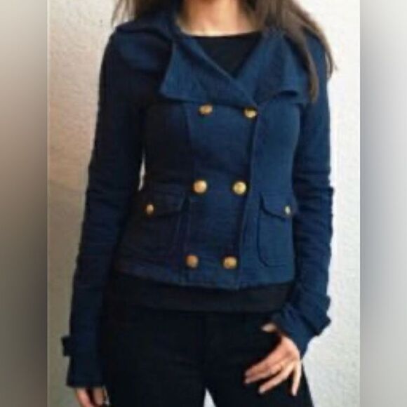 Urban Outfitters Kimchi Blue Blazer Gold Button Double-Breasted Cotton S - Picture 1 of 10